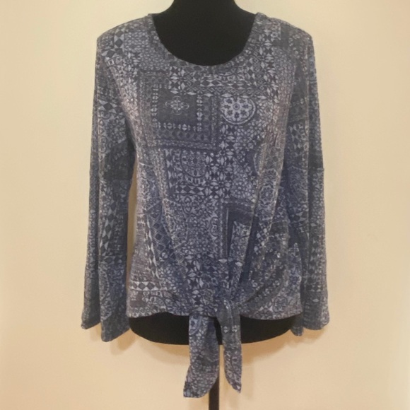 Style & Co. printed front tie blouse size PL - Picture 1 of 4